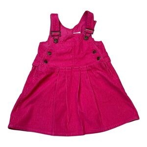 Hush Puppies Vintage 1990s Pink Corduroy Overalls Pleated Dress Toddler Size 2T